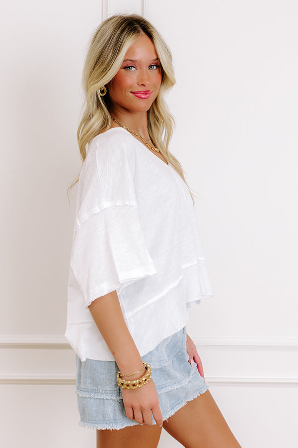 Simple Sway Oversized Crop Tee In White