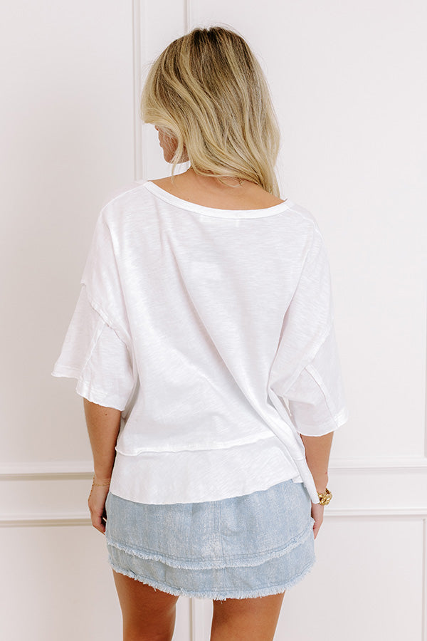 Simple Sway Oversized Crop Tee In White