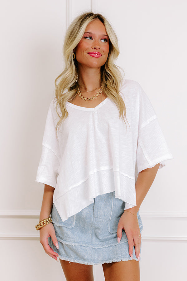 Simple Sway Oversized Crop Tee In White