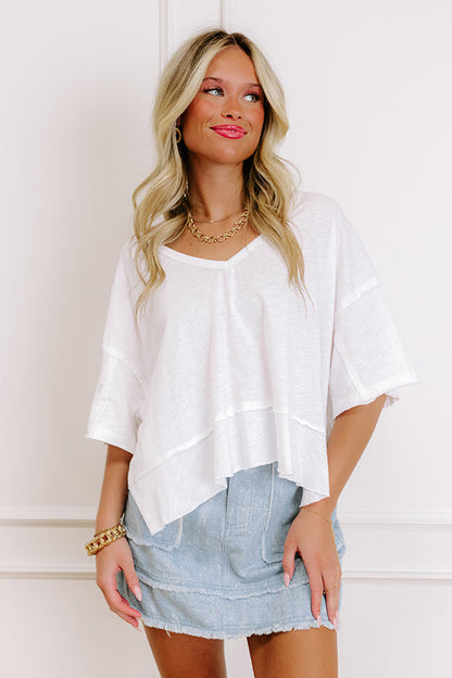 Simple Sway Oversized Crop Tee In White