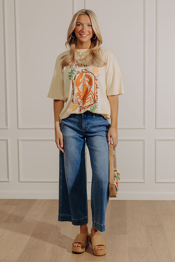 Homards Au Printemps Distressed Oversize Graphic Tee