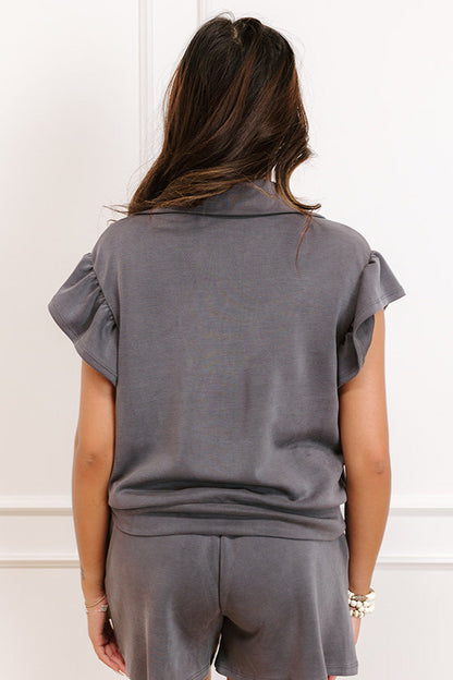 Effortless Moments Quarter Zip Top in Charcoal