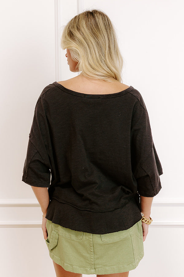 Simple Sway Oversized Crop Tee In Black