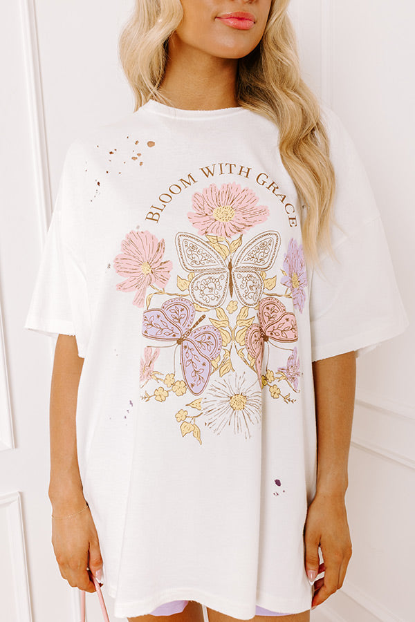Bloom With Grace Distressed Oversized Tee