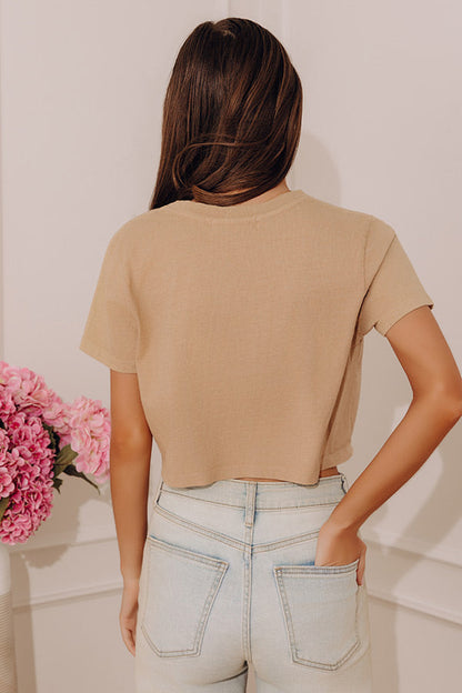 Modern Essential Crop Tee in Iced Latte
