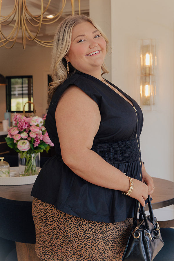 Chic Ensemble Peplum Top in Black Curves