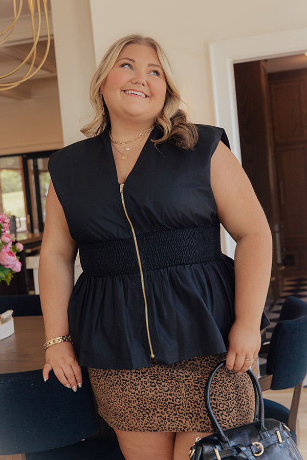 Chic Ensemble Peplum Top in Black Curves