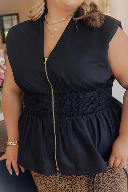 Chic Ensemble Peplum Top in Black Curves