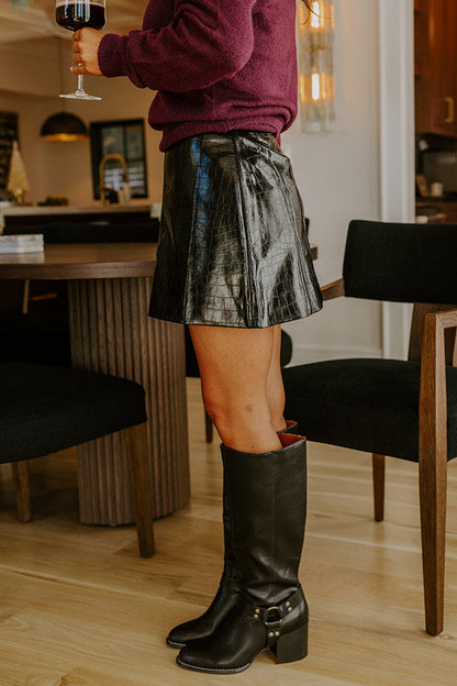 The Jessica Faux Leather Mini Skirt in Black