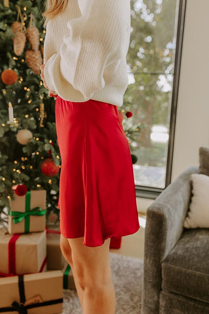 Luxe Lifestyle High Waist Satin Mini Skirt in Crimson