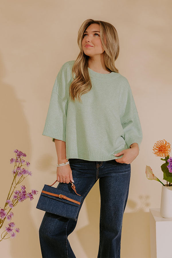 Daydream Knit Sweater Top in Mint