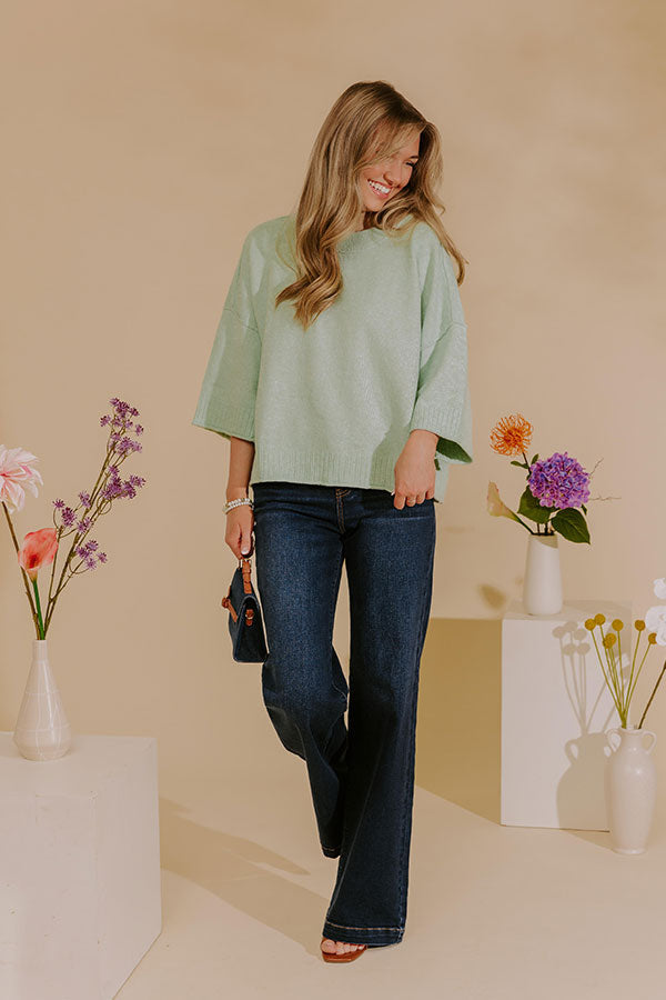 Daydream Knit Sweater Top in Mint