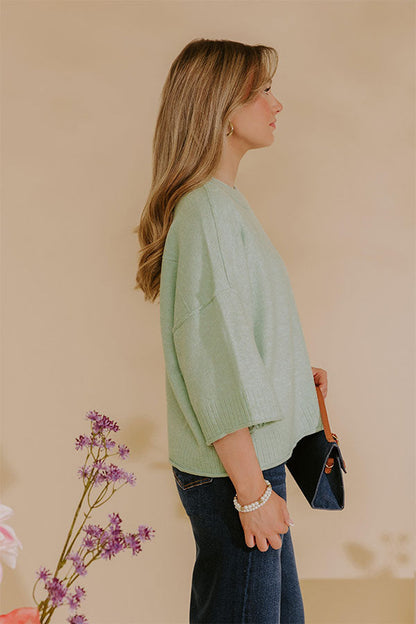 Daydream Knit Sweater Top in Mint