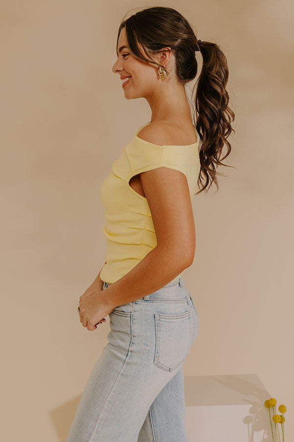 Stylish Staple Asymmetrical Knit Top in Yellow