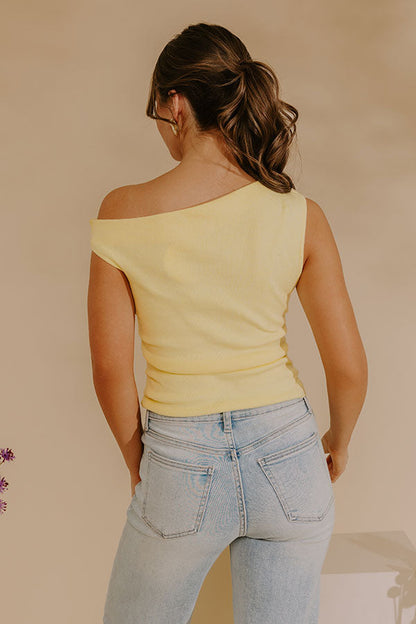 Stylish Staple Asymmetrical Knit Top in Yellow