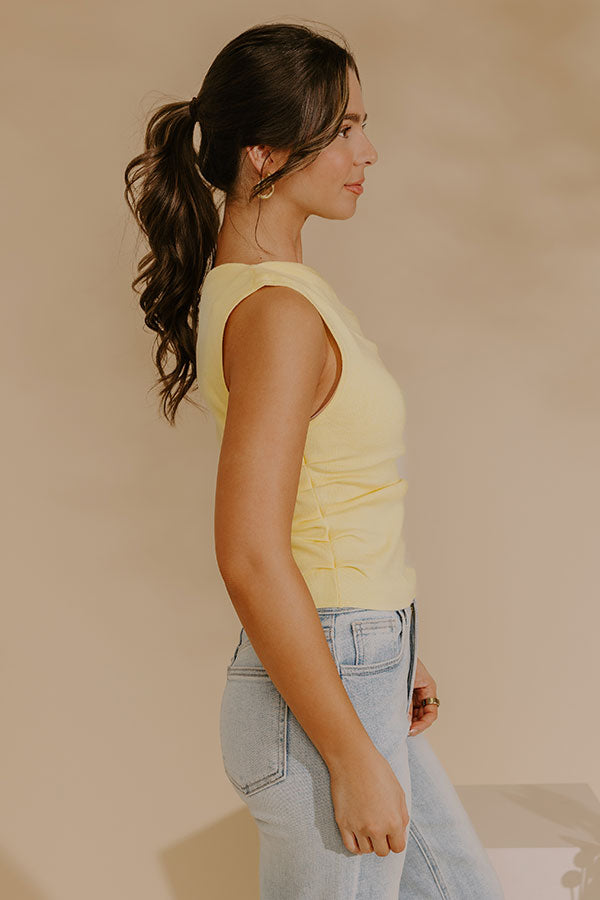 Stylish Staple Asymmetrical Knit Top in Yellow