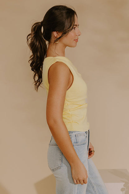Stylish Staple Asymmetrical Knit Top in Yellow