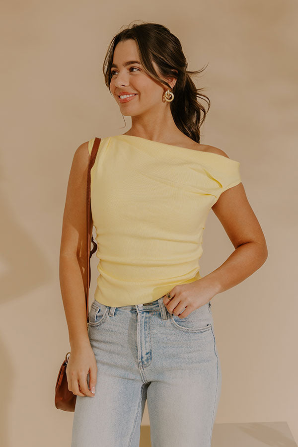 Stylish Staple Asymmetrical Knit Top in Yellow