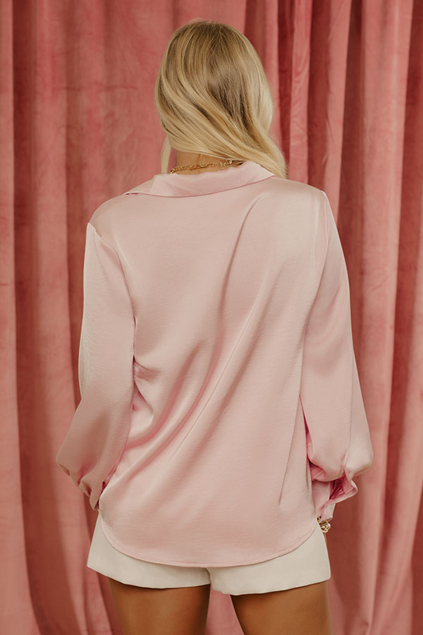 Metro Chic Satin Button Up Top