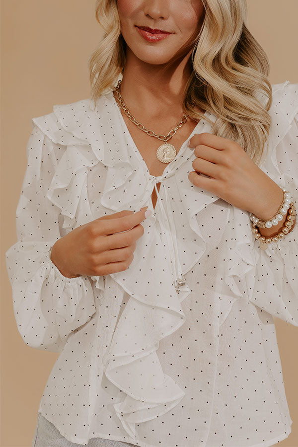 Spotted Around Town Ruffle Top