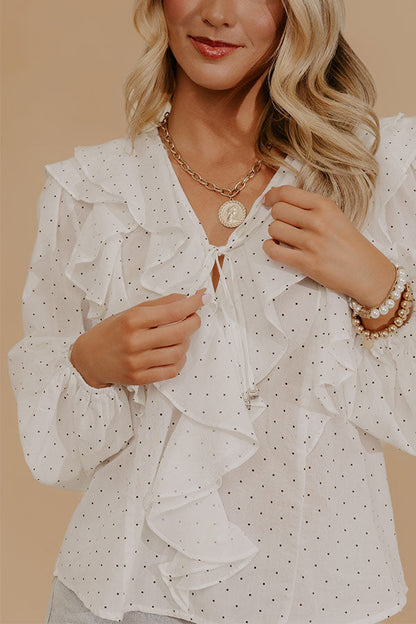 Spotted Around Town Ruffle Top