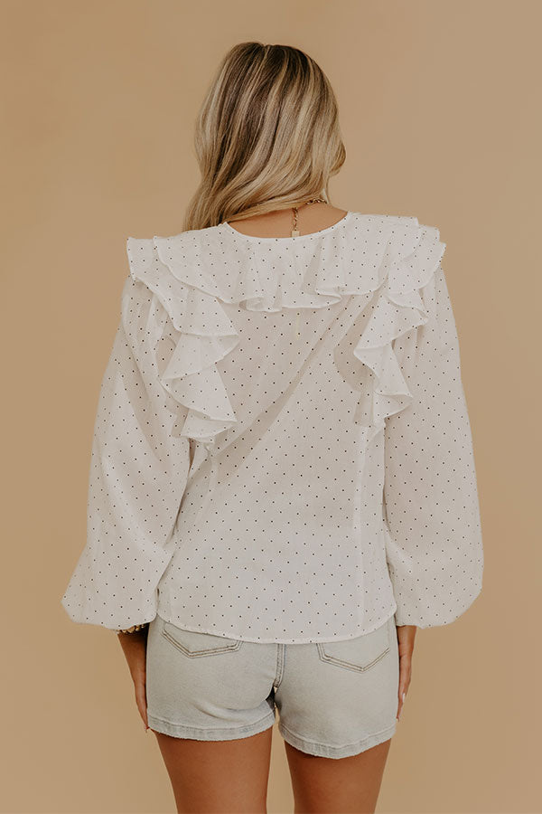 Spotted Around Town Ruffle Top