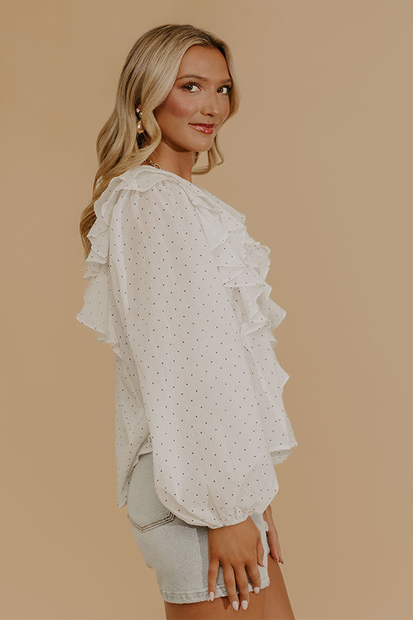 Spotted Around Town Ruffle Top