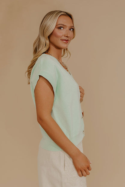 Spring Whisper Knit Top in Mint