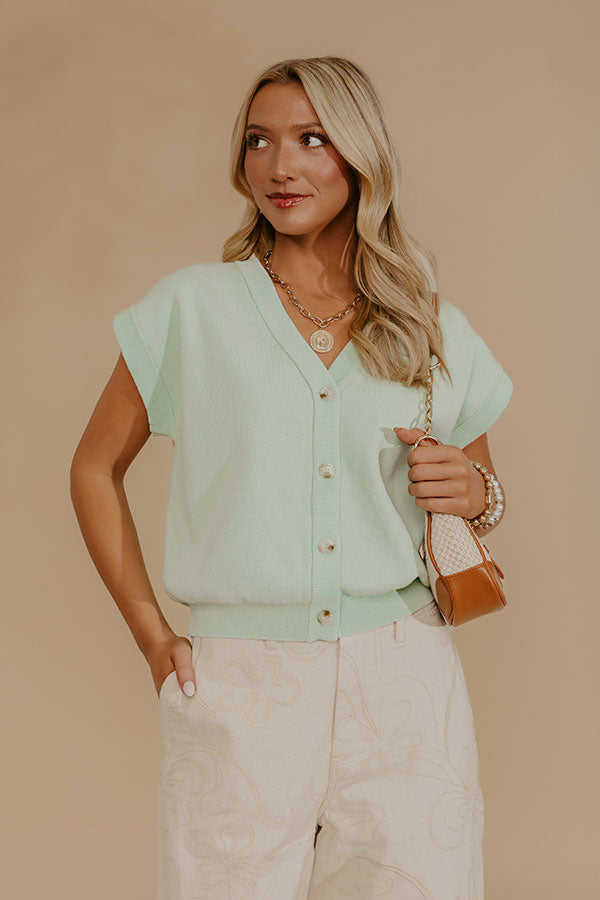 Spring Whisper Knit Top in Mint