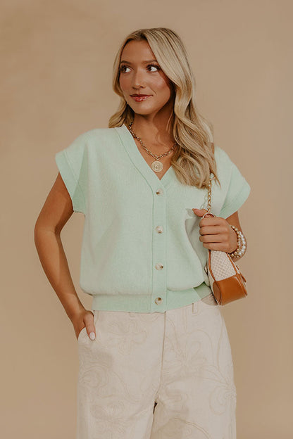 Spring Whisper Knit Top in Mint