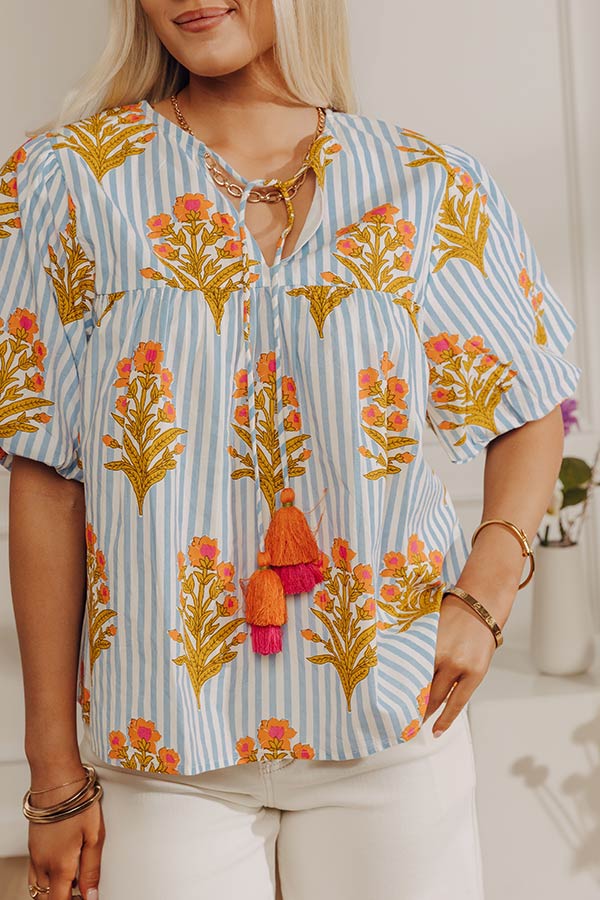 Coastal Blossom Stripe Top