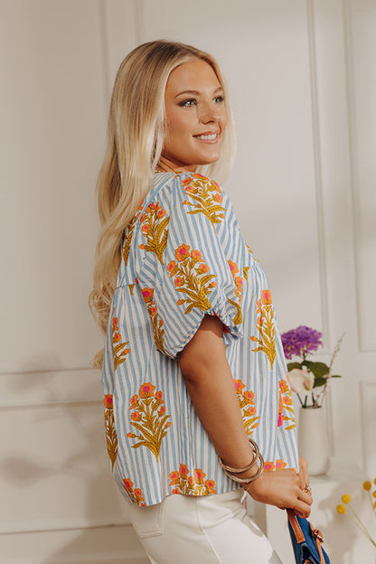 Coastal Blossom Stripe Top