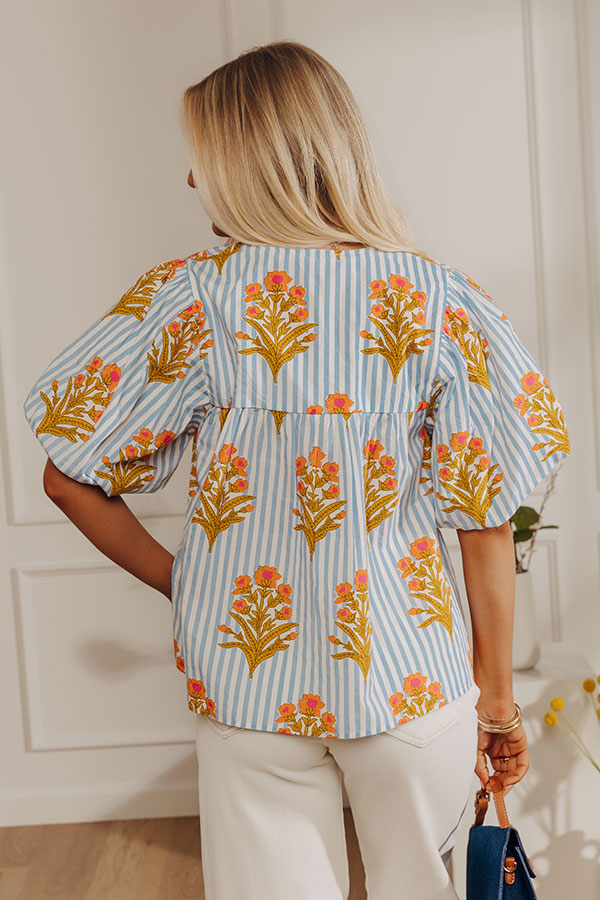 Coastal Blossom Stripe Top