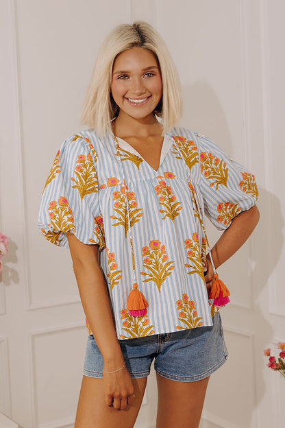 Coastal Blossom Stripe Top