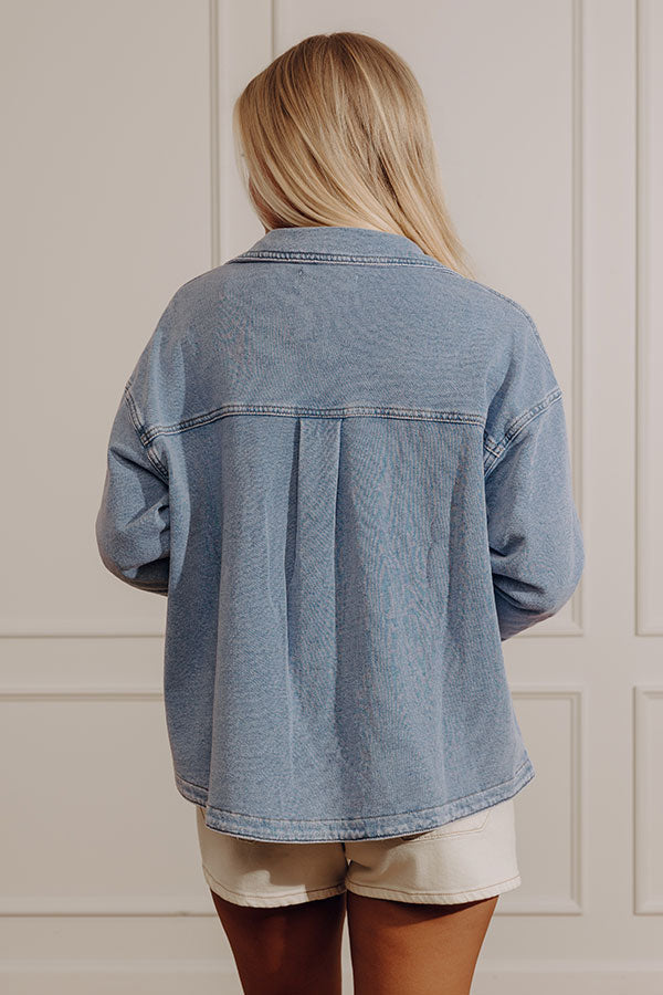 Always Easygoing Vintage Wash Terry Jacket in Light Wash