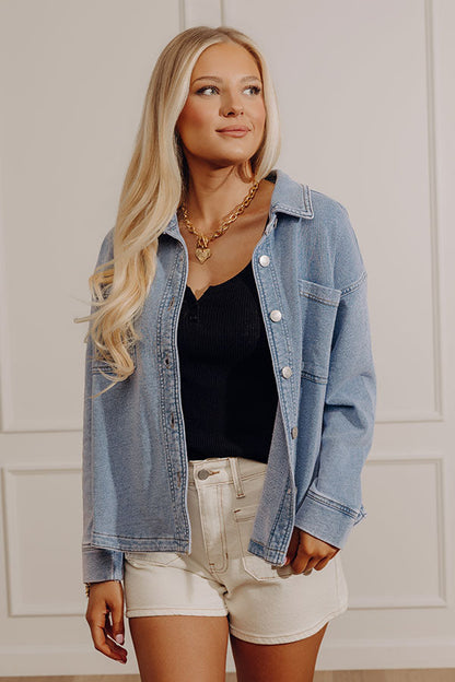 Always Easygoing Vintage Wash Terry Jacket in Light Wash