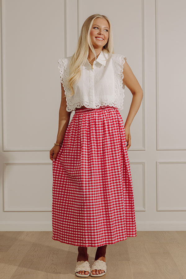 Picnic Crush High Waist Gingham Midi Skirt