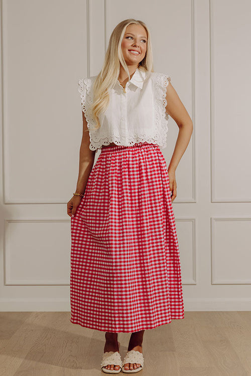 Picnic Crush High Waist Gingham Midi Skirt