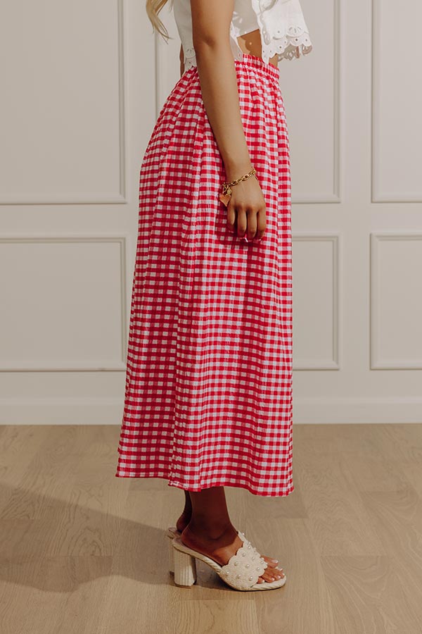 Picnic Crush High Waist Gingham Midi Skirt