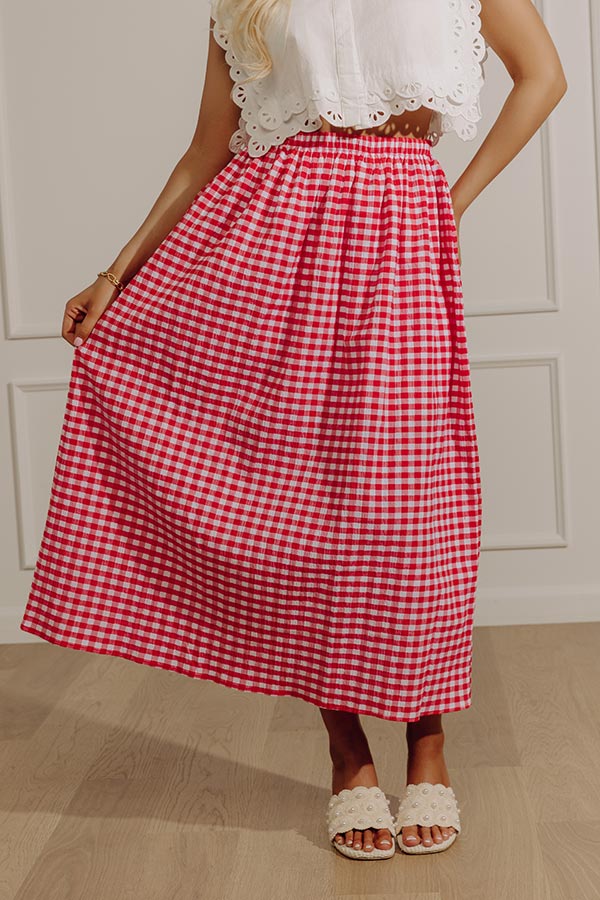 Picnic Crush High Waist Gingham Midi Skirt