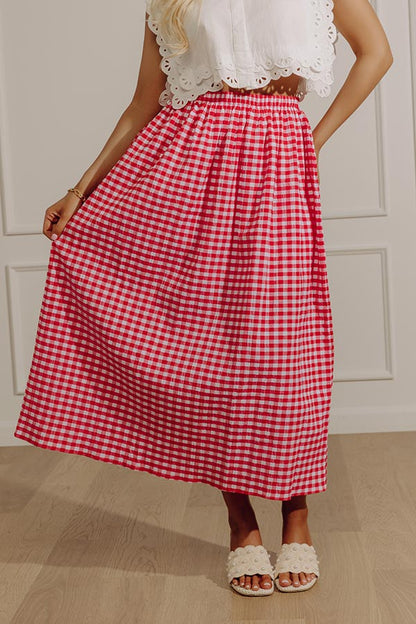 Picnic Crush High Waist Gingham Midi Skirt