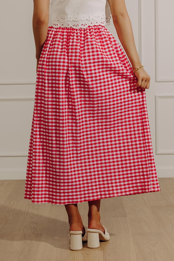 Picnic Crush High Waist Gingham Midi Skirt