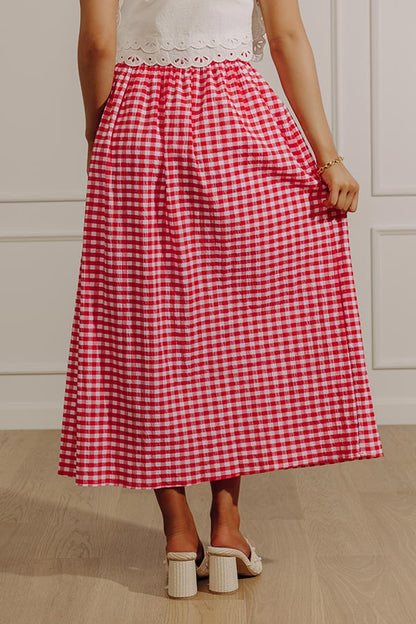 Picnic Crush High Waist Gingham Midi Skirt