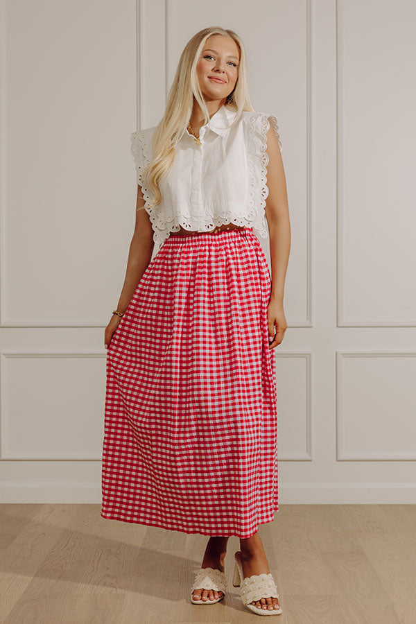 Picnic Crush High Waist Gingham Midi Skirt
