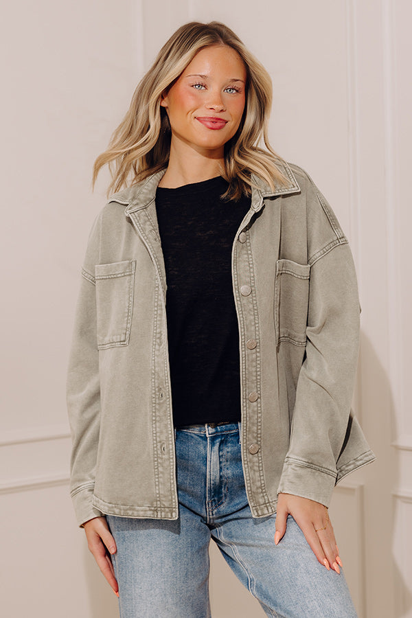 Always Easygoing Vintage Wash Terry Jacket in Sage