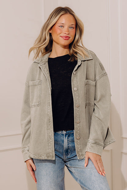 Always Easygoing Vintage Wash Terry Jacket in Sage