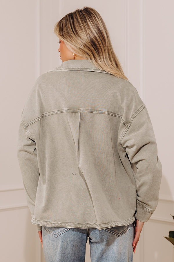 Always Easygoing Vintage Wash Terry Jacket in Sage