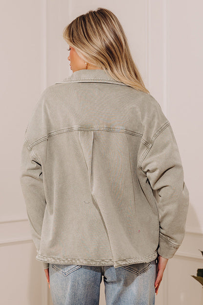 Always Easygoing Vintage Wash Terry Jacket in Sage