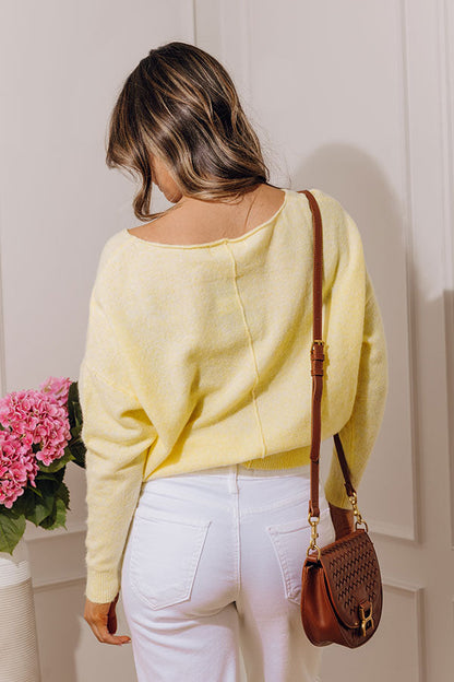 Soft Crush Knit Sweater Top in Yellow