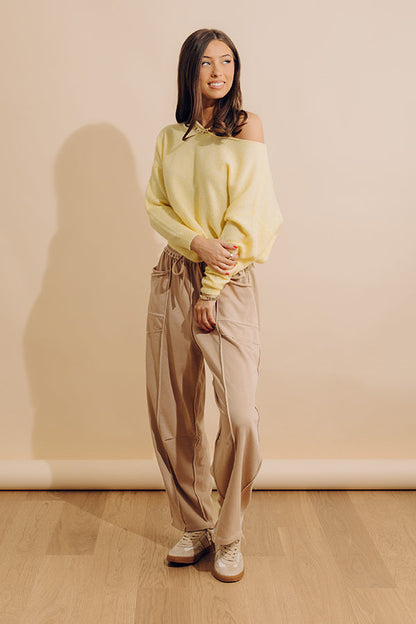 Soft Crush Knit Sweater Top in Yellow